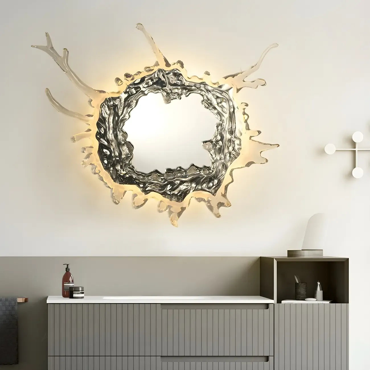 Designer Silver Resin Water Spray Wall Lamp for Home Decor