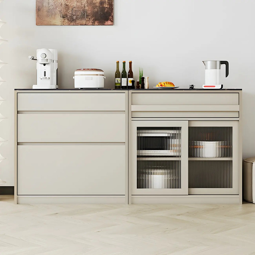 Contemporary Stone Countertop Sideboard with Drawers
