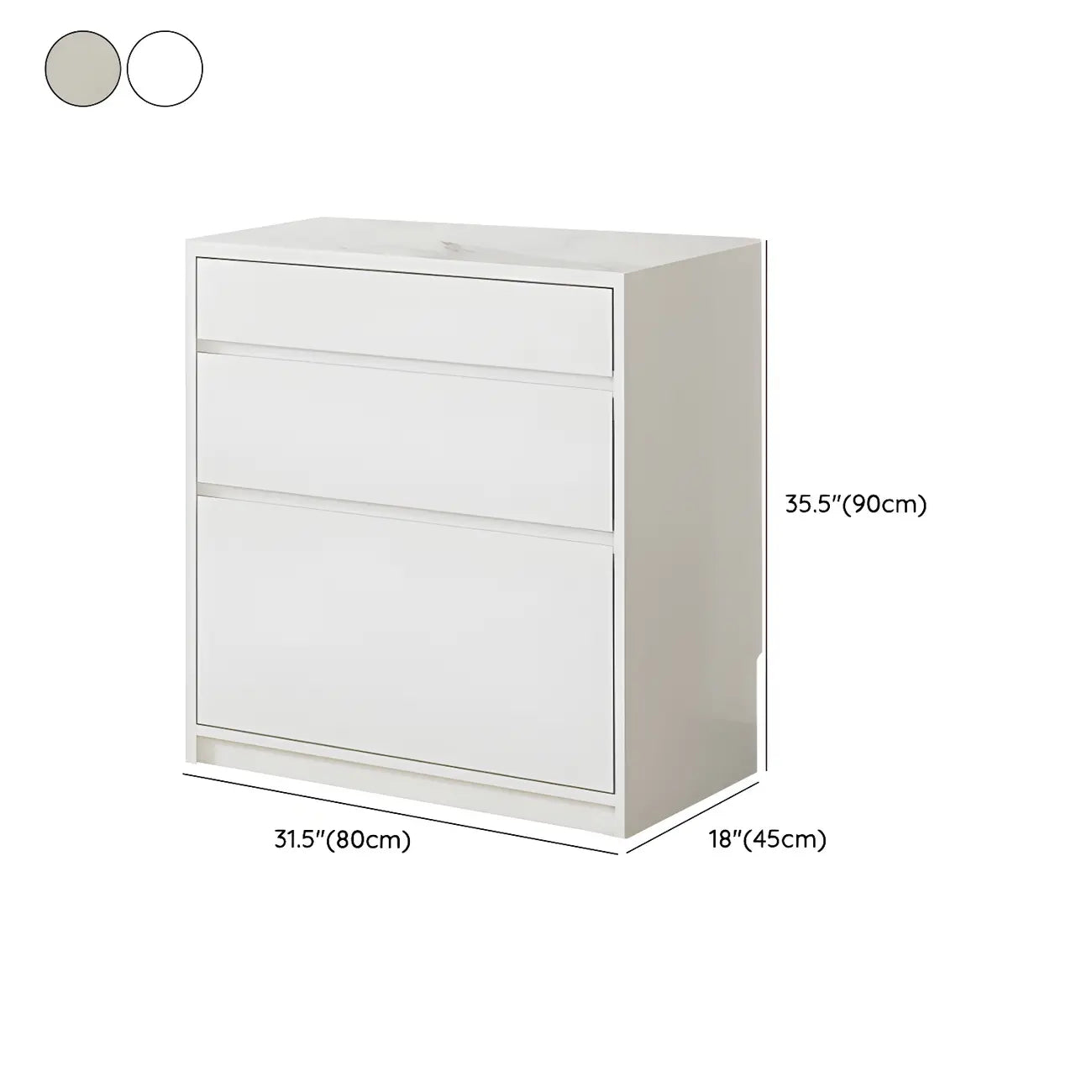 Contemporary Stone Countertop Sideboard with Drawers