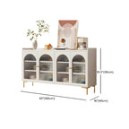 Glam White Wooden Buffet Table with Drawers & Shelves