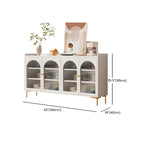 Glam White Wooden Buffet Table with Drawers & Shelves