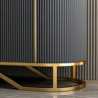 Luxury Curved Wooden Buffet Table with Drawers in Dark Gray