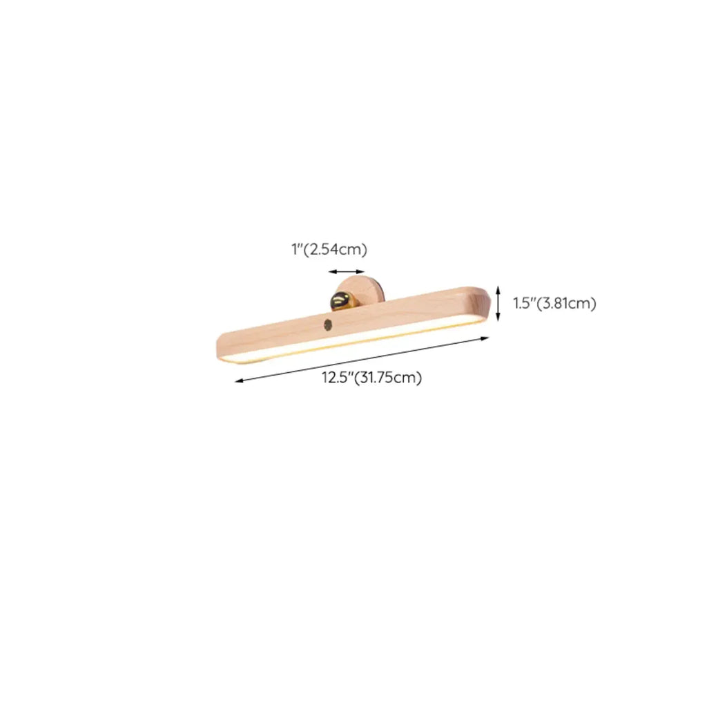 Adjustable Wooden Rectangle LED Vanity Light for Bathroom