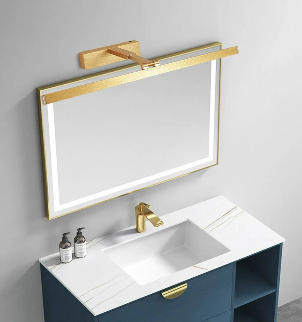 Gold Metal Linear LED Adjustable Vanity Light for Bathroom