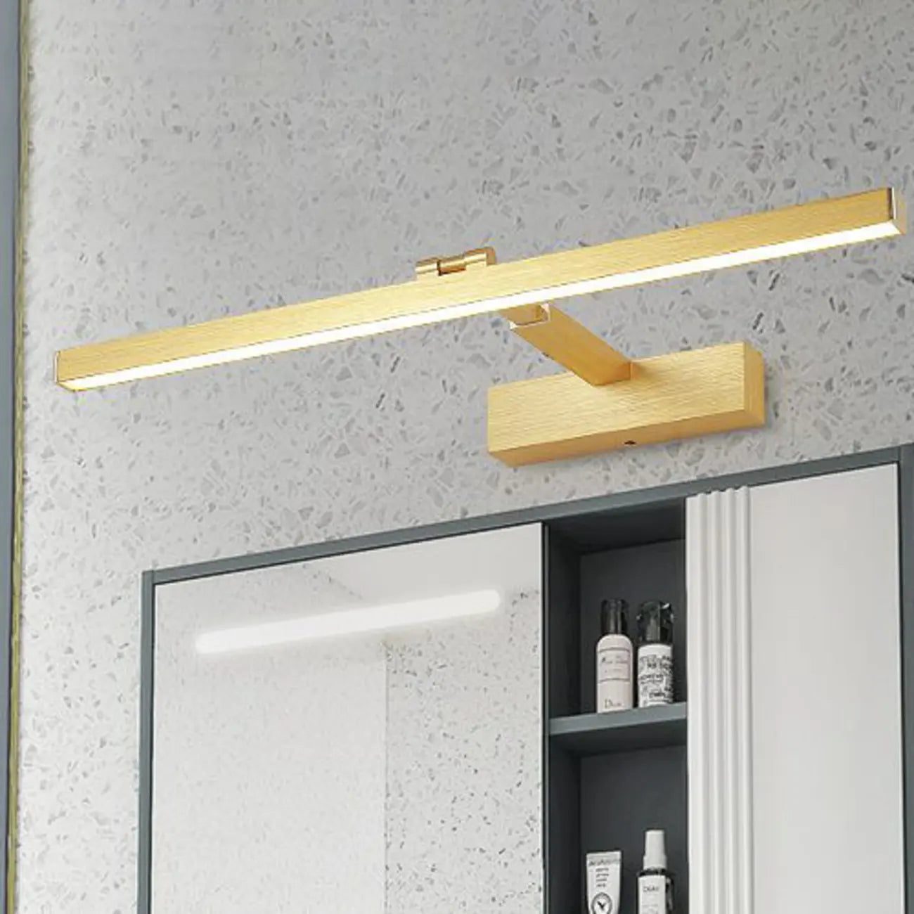 Gold Metal Linear LED Adjustable Vanity Light for Bathroom