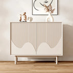 Modern Wooden Buffet Table with Kitchen Appliance Storage