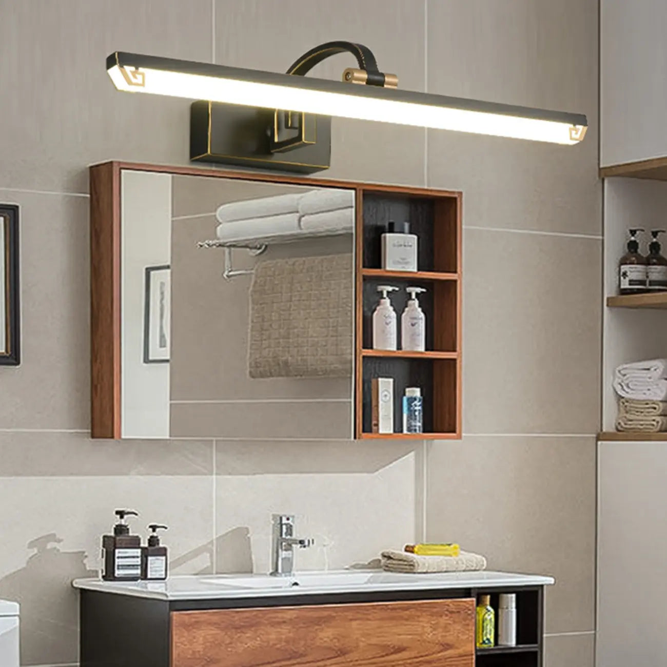 Arched Black Acrylic LED Vanity Light for Bathroom
