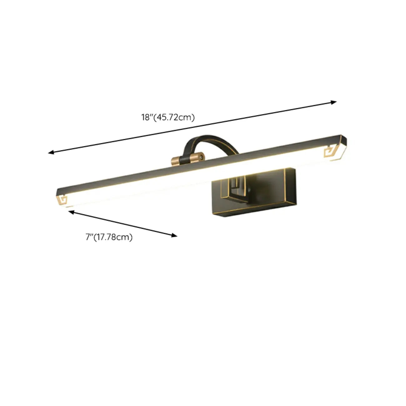Arched Black Acrylic LED Vanity Light for Bathroom