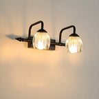 Elegant 3 heads Black Metal Wall Lamp with Crystal Globe