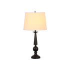 Geometric Black Table Lamp with Fabric Shade for Bedroom