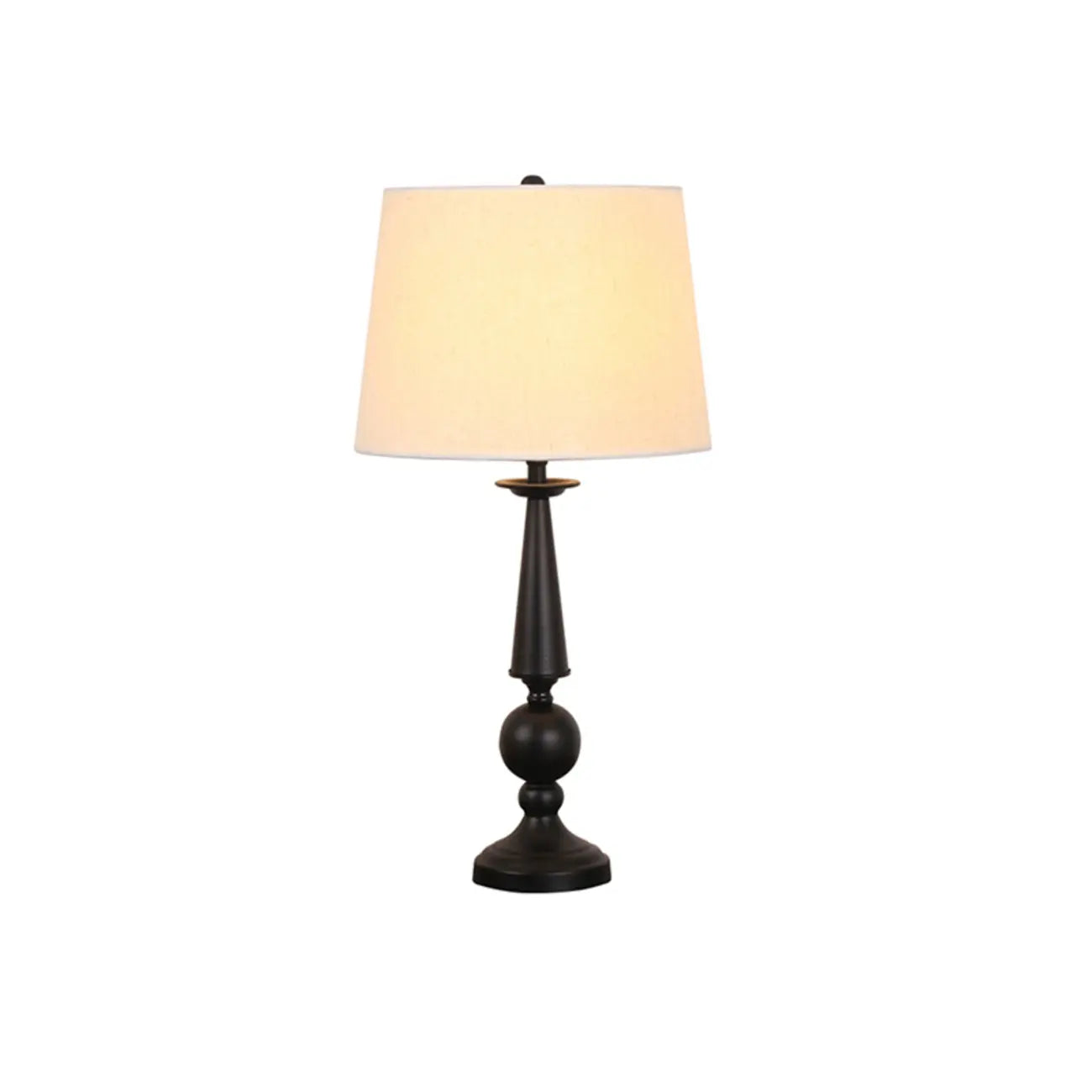 Geometric Black Table Lamp with Fabric Shade for Bedroom
