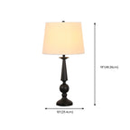 Geometric Black Table Lamp with Fabric Shade for Bedroom