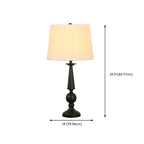 Geometric Black Table Lamp with Fabric Shade for Bedroom