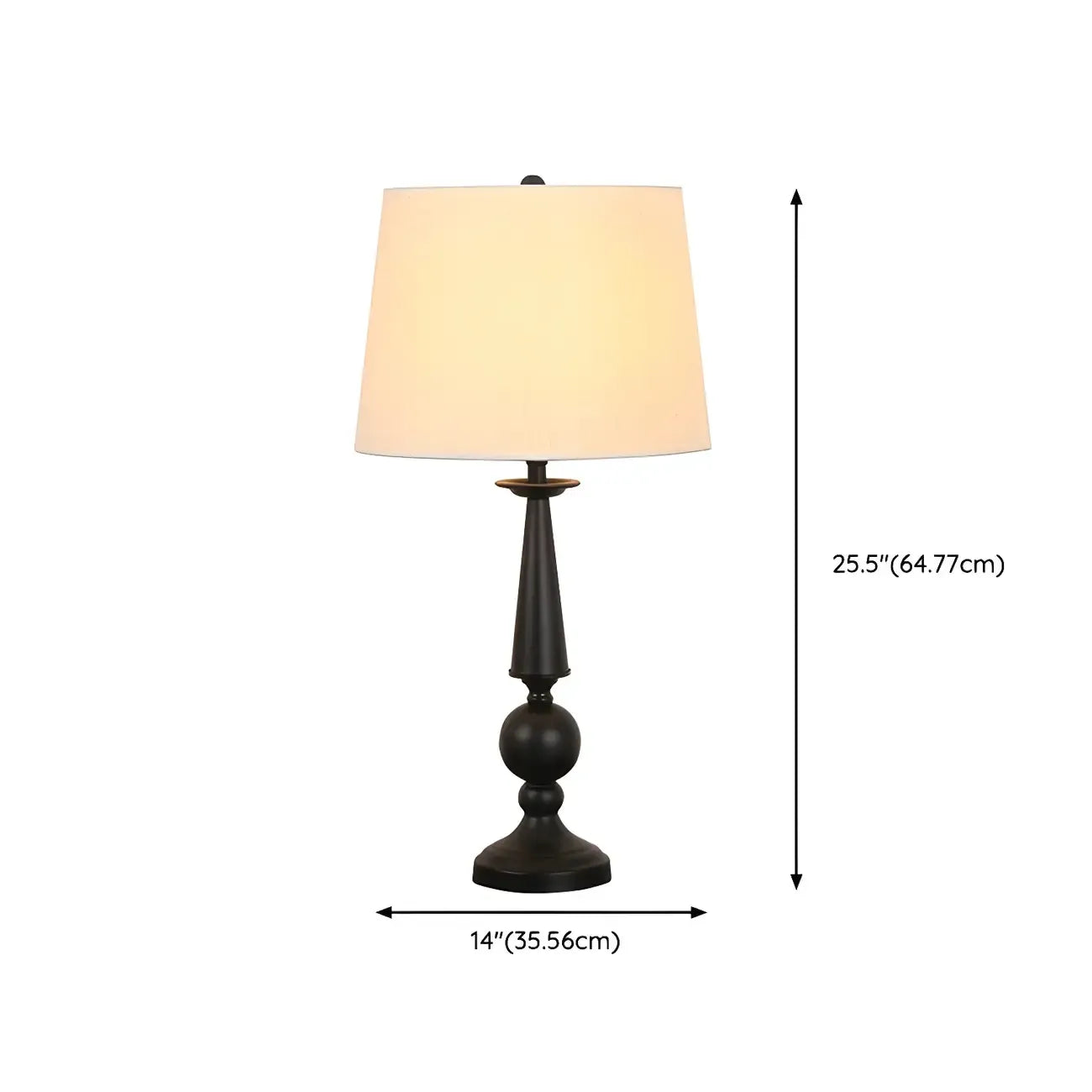 Geometric Black Table Lamp with Fabric Shade for Bedroom