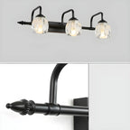 Elegant 3 heads Black Metal Wall Lamp with Crystal Globe