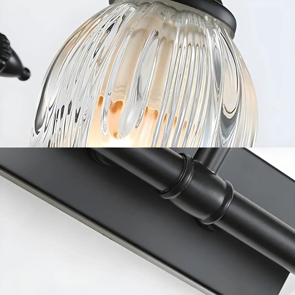 Elegant 3 heads Black Metal Wall Lamp with Crystal Globe