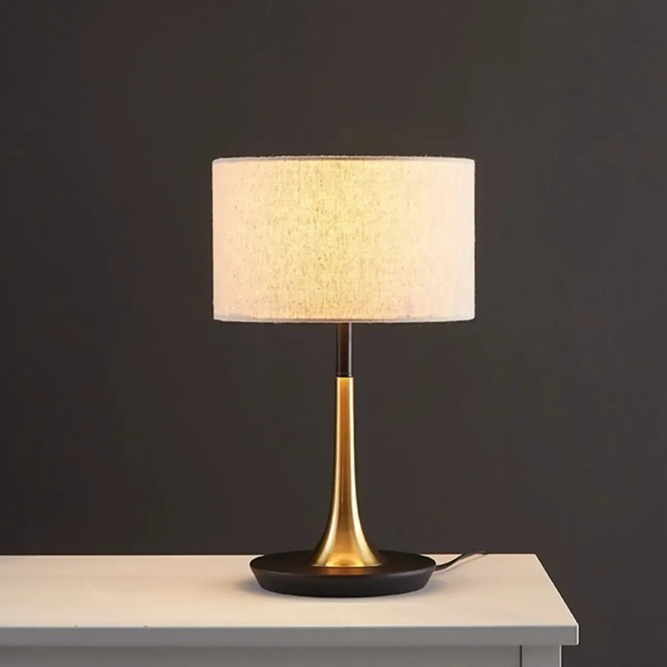 Modern Geometric Fabric Table Lamp Plug in Electric for Bedroom