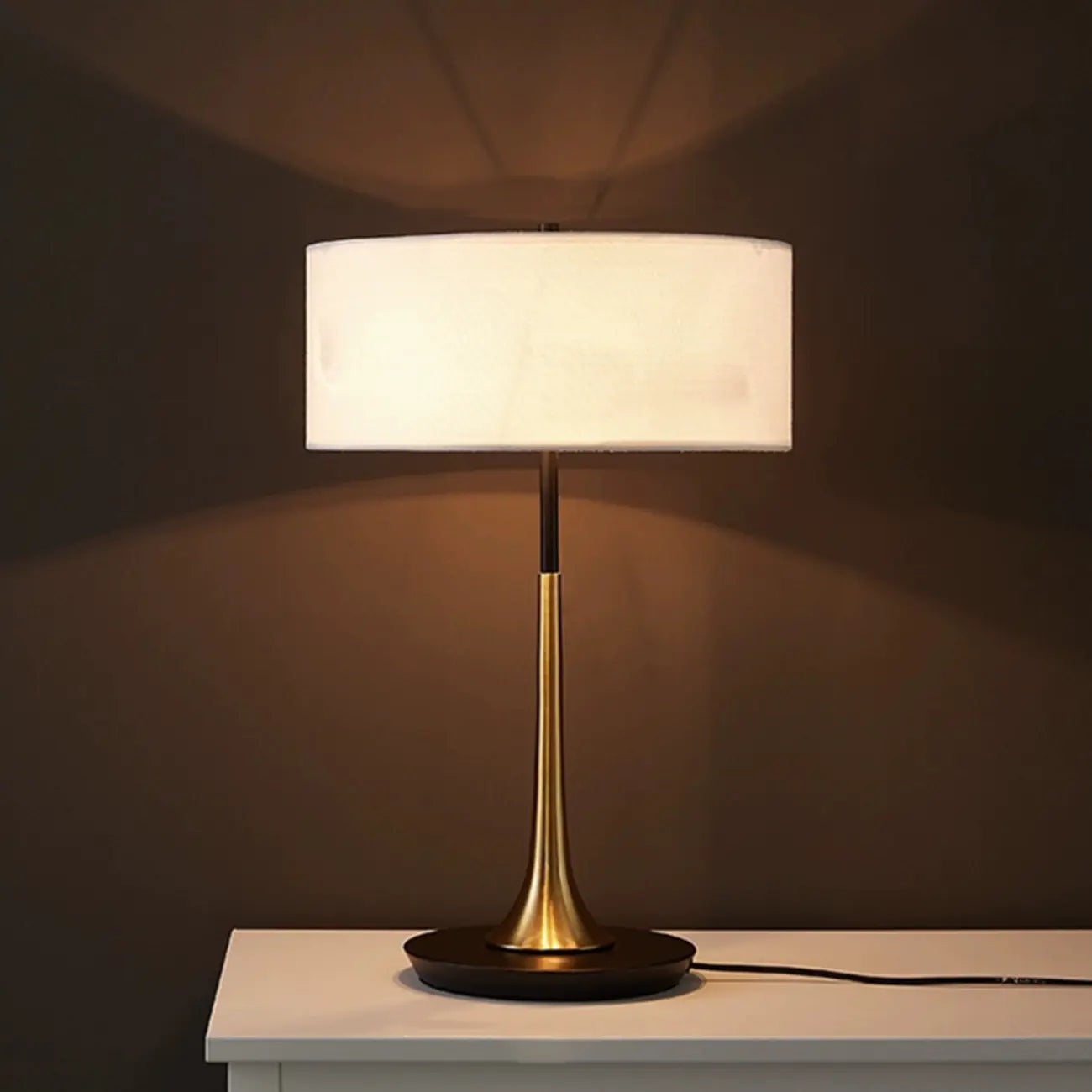 Modern Geometric Fabric Table Lamp Plug in Electric for Bedroom