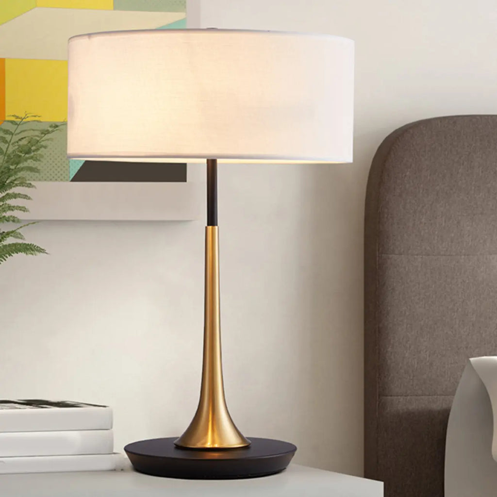Modern Geometric Fabric Table Lamp Plug in Electric for Bedroom