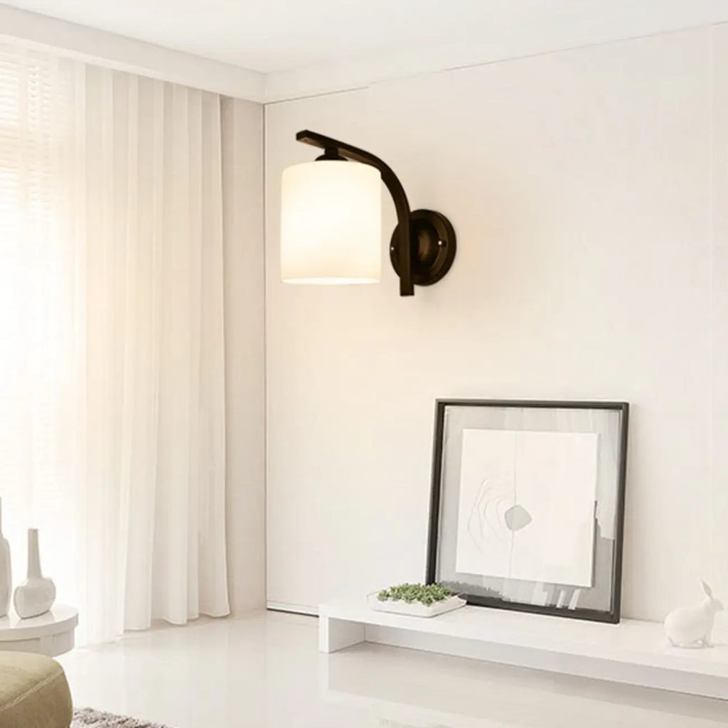 Arched Vintage White Glass Cylindrical Wall Lamp