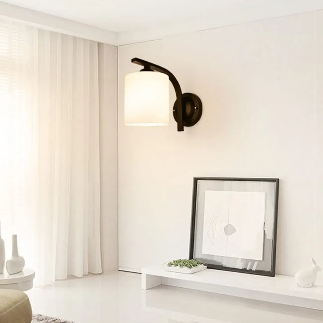 Arched Vintage White Glass Cylindrical Wall Lamp
