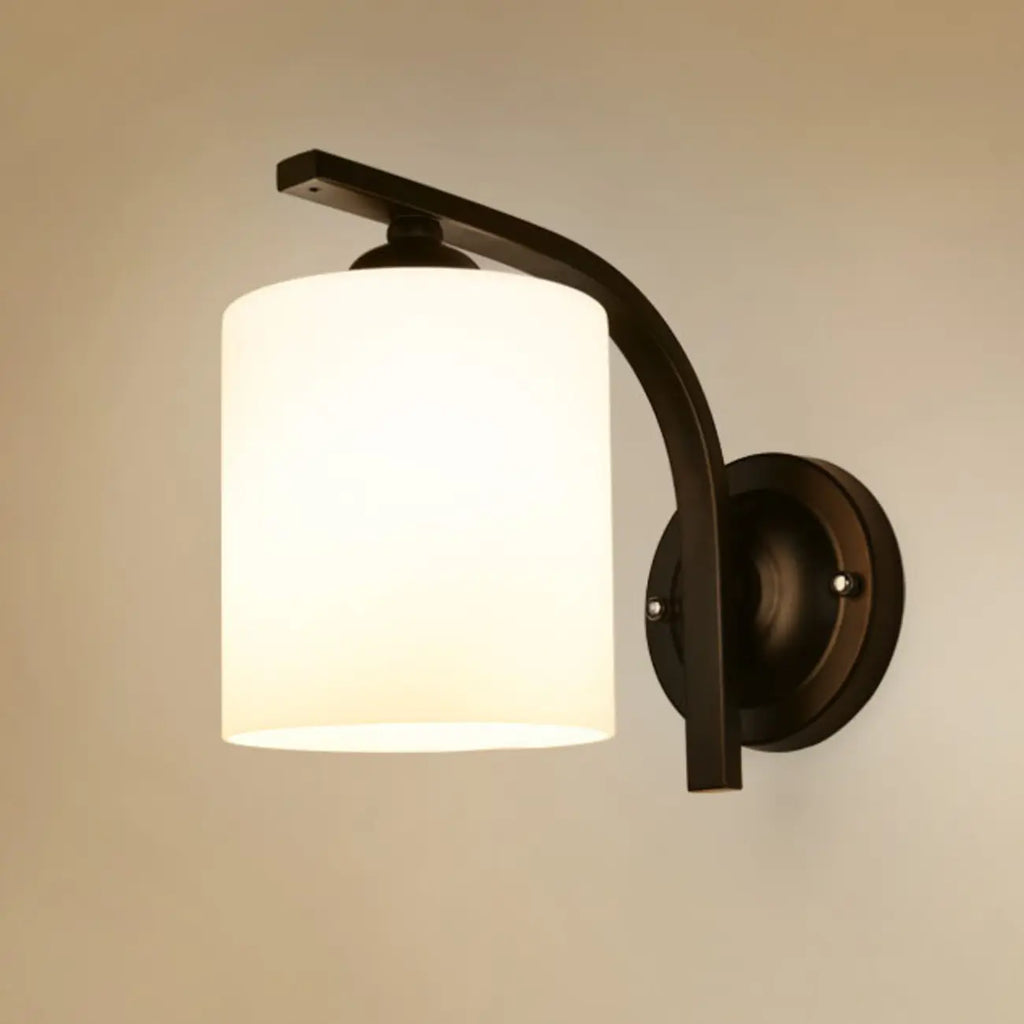 Arched Vintage White Glass Cylindrical Wall Lamp