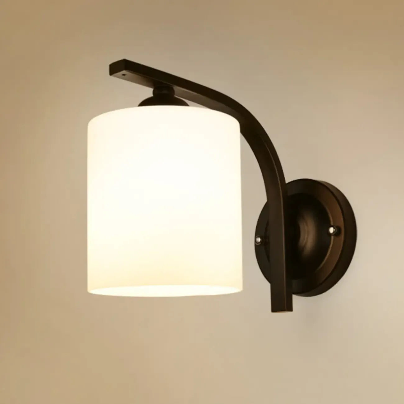 Arched Vintage White Glass Cylindrical Wall Lamp
