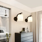 Arched Vintage White Glass Cylindrical Wall Lamp