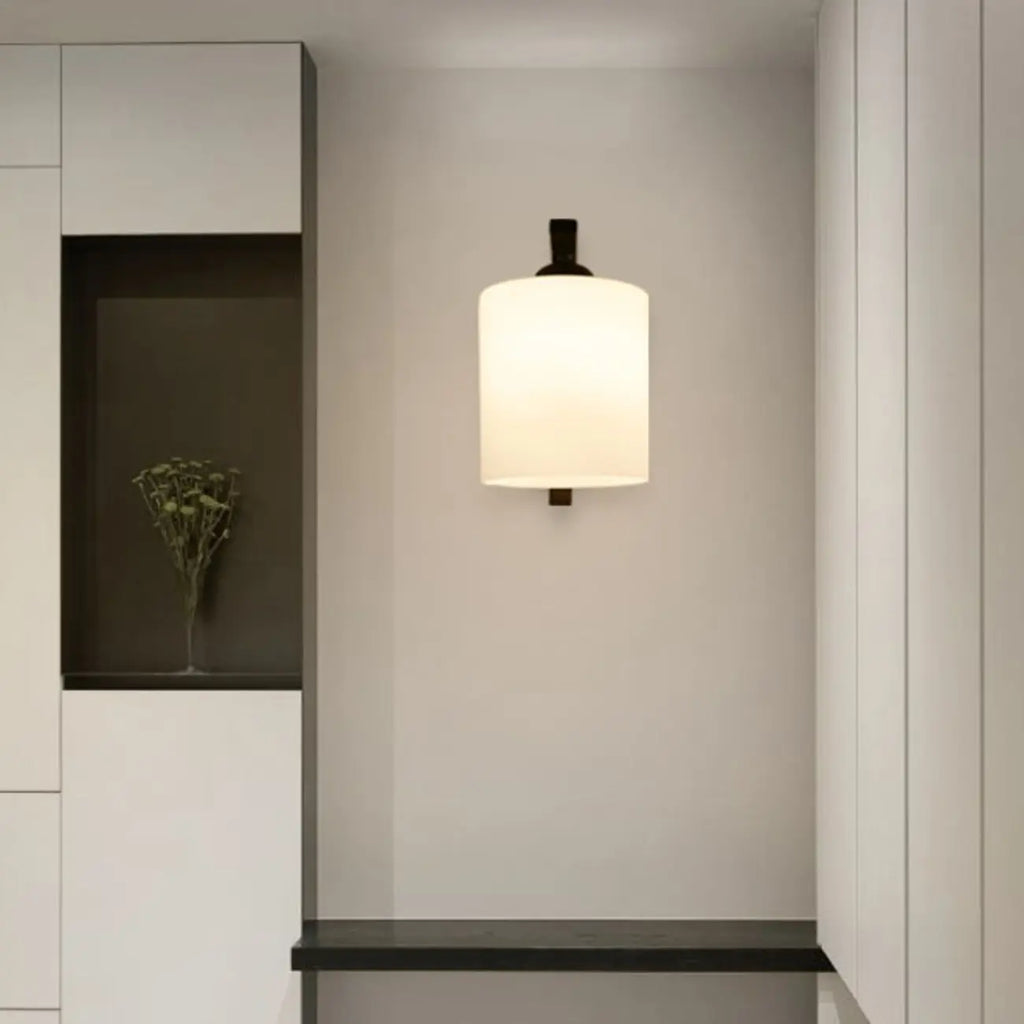 Arched Vintage White Glass Cylindrical Wall Lamp
