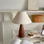 Trendy Walnut Wood Table Lamp Plug-In Electric for Bedroom