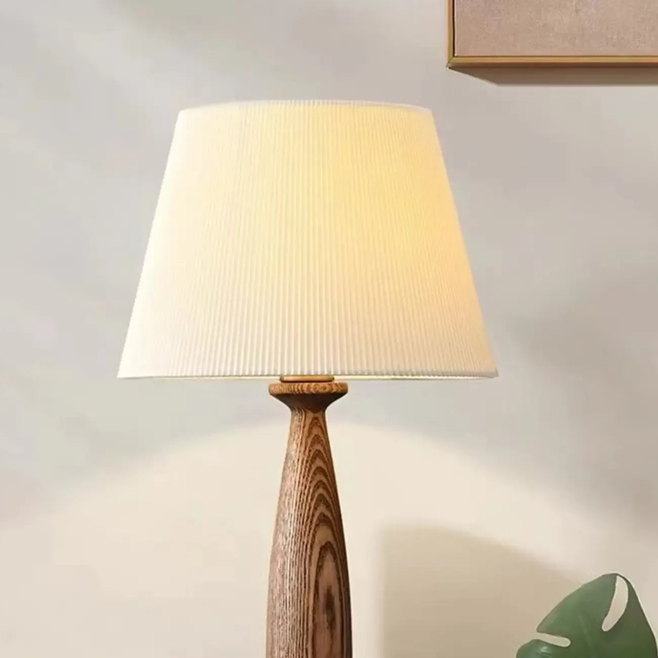 Modern Lumber Table Lamp with Beige Shade for Residential