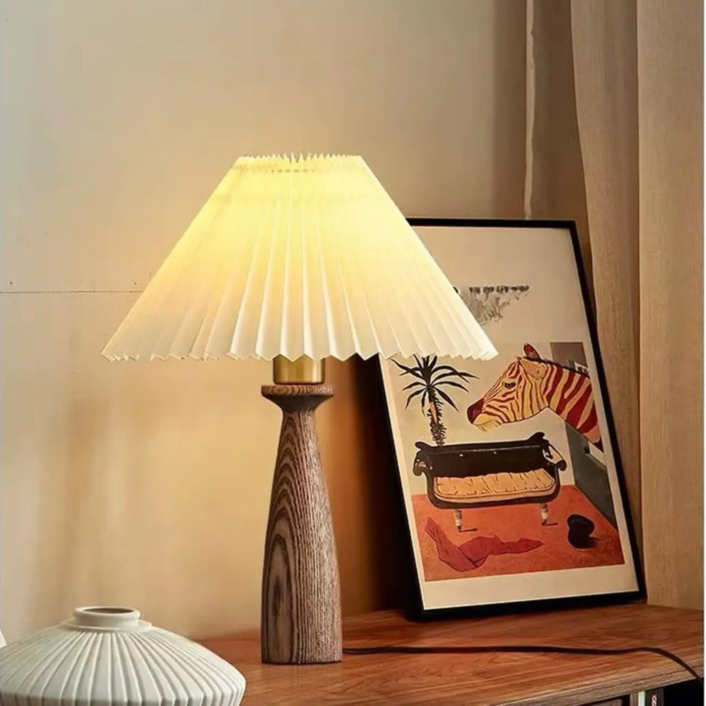 Modern Lumber Table Lamp with Beige Shade for Residential