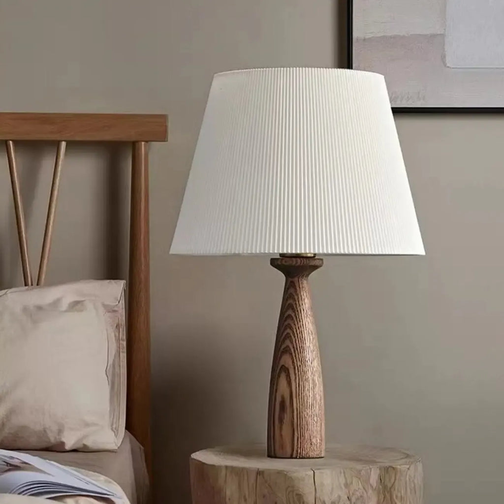 Modern Lumber Table Lamp with Beige Shade for Residential