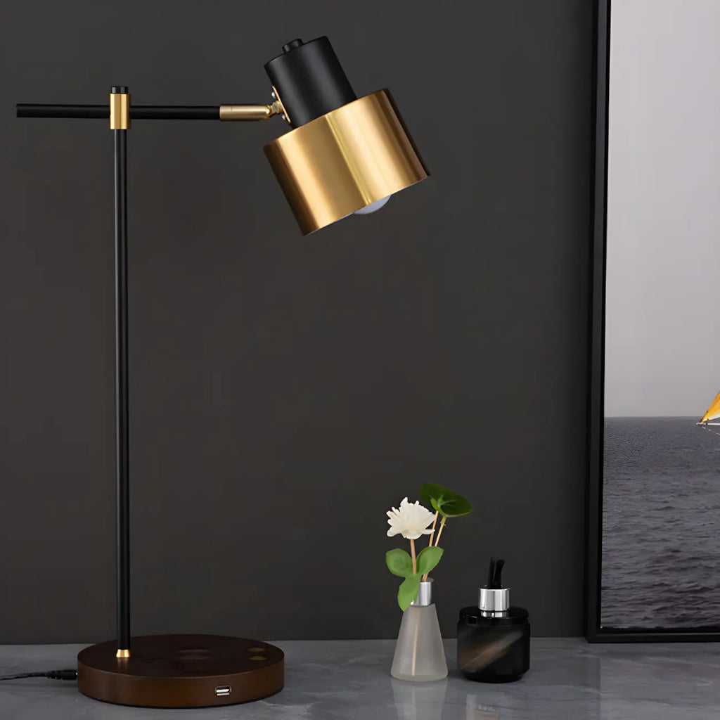 Contemporary Black Metal Eye Caring Table Lamp