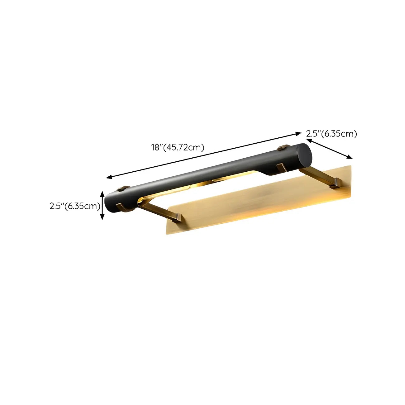 Black Metal Square Vanity Light  with Gold Bracket for Home Decor