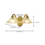 Clear Glass Floral Vanity Light with Gold Arc Arm for Bathroom