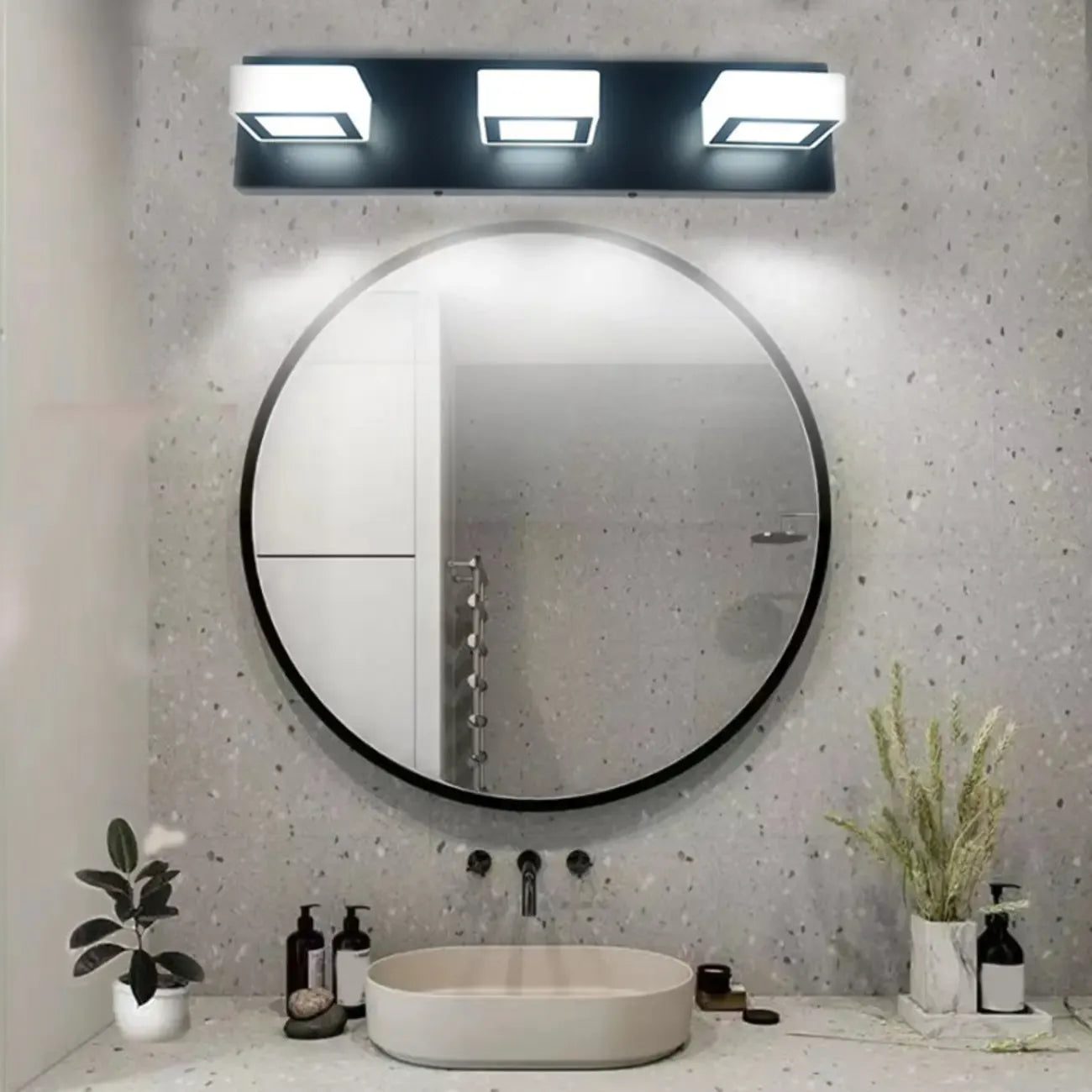 Creative Acrylic Cube 3 Head Wall Lamp for Bathroom Mirror