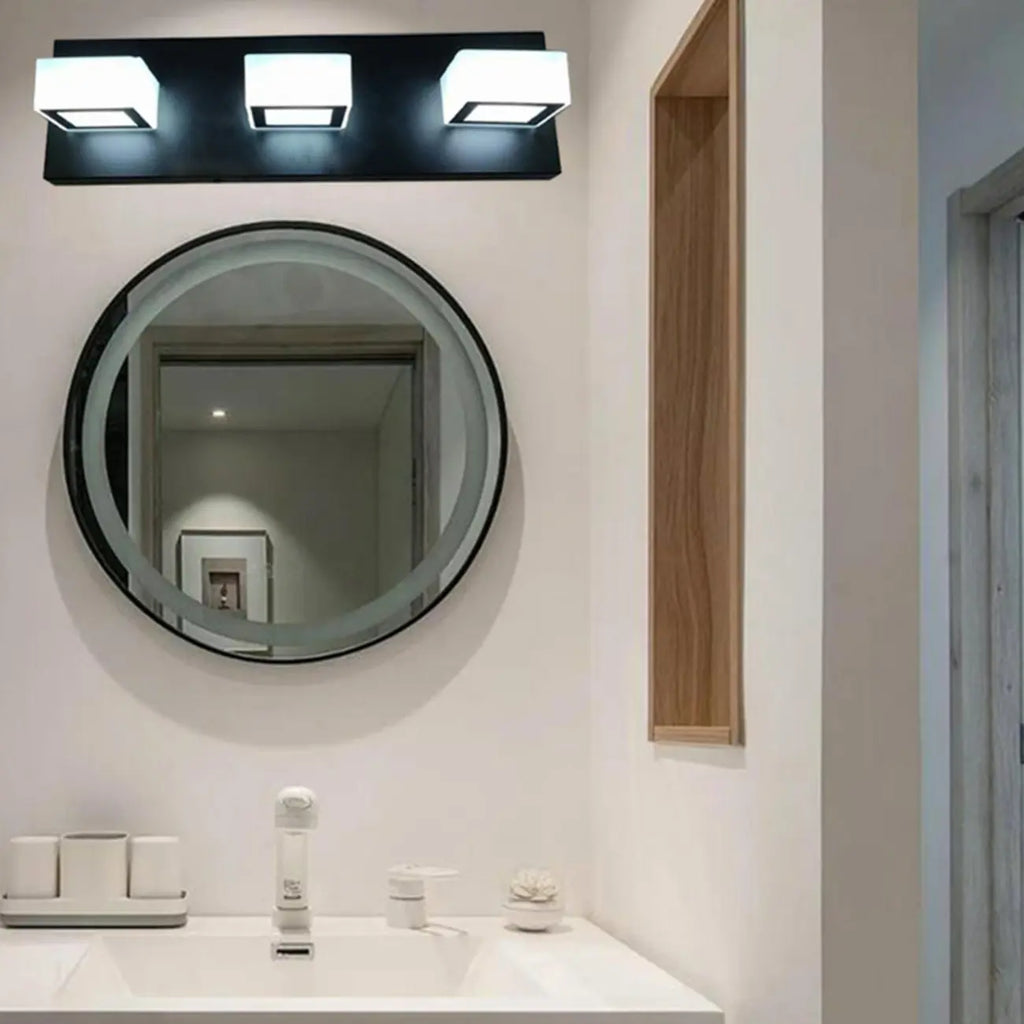 Creative Acrylic Cube 3 Head Wall Lamp for Bathroom Mirror