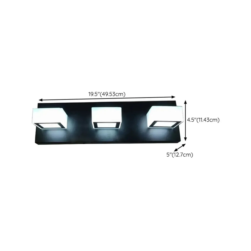 Creative Acrylic Cube 3 Head Wall Lamp for Bathroom Mirror