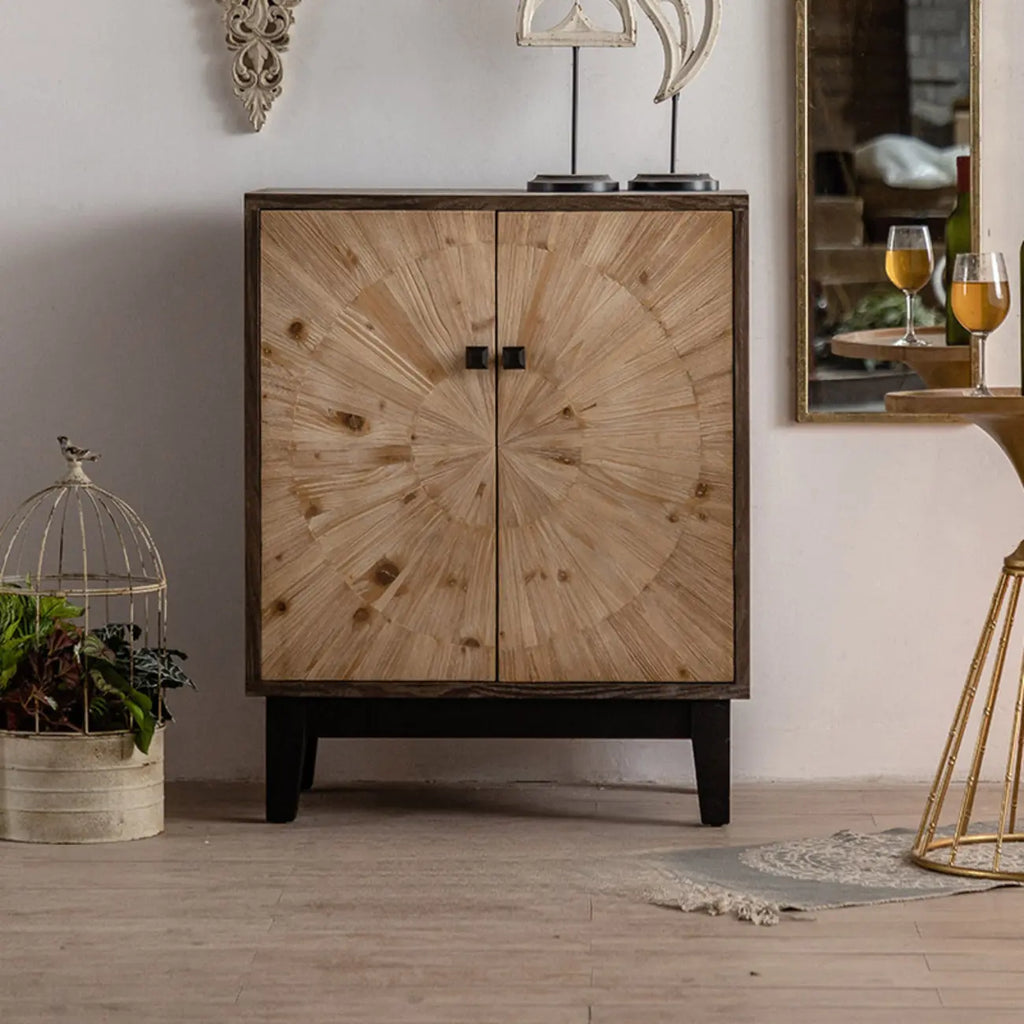 Industrial Wooden Buffet Table with Cabinets for Living Room