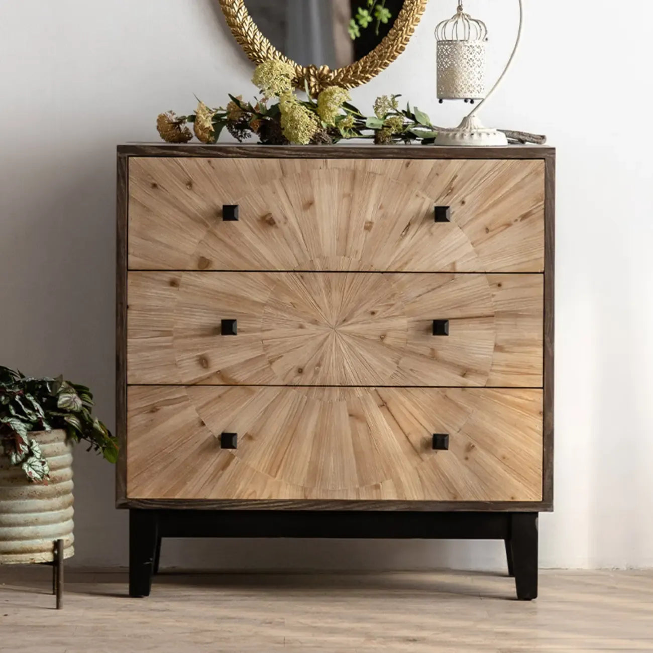 Industrial Wooden Buffet Table with Cabinets for Living Room