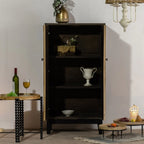 Industrial Wooden Buffet Table with Cabinets for Living Room