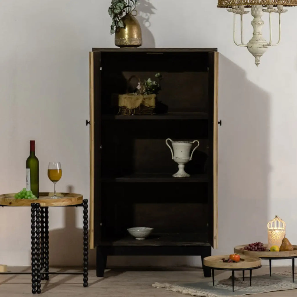 Industrial Wooden Buffet Table with Cabinets for Living Room