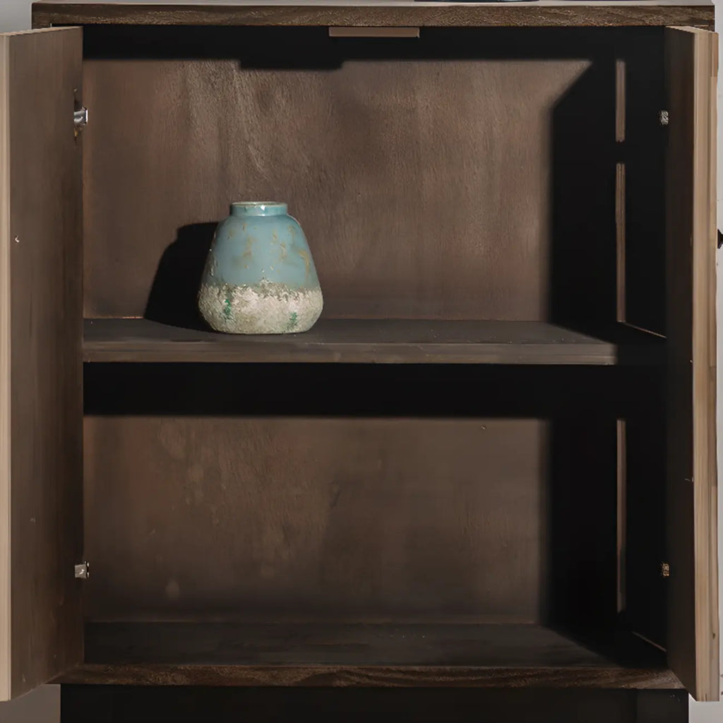 Industrial Wooden Buffet Table with Cabinets for Living Room