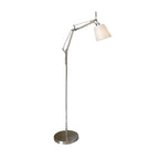 Adjustable Silver Swing Arm Floor Lamp with Fabric Drum Shade