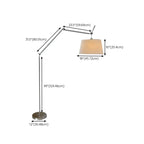 Adjustable Silver Swing Arm Floor Lamp with Fabric Drum Shade
