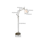 Adjustable Silver Swing Arm Floor Lamp with Fabric Drum Shade
