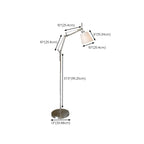 Adjustable Silver Swing Arm Floor Lamp with Fabric Drum Shade