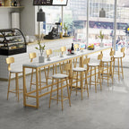 Elegant Faux Marble Bar Table Set with Upholstered Chairs