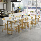 Elegant Faux Marble Bar Table Set with Upholstered Chairs